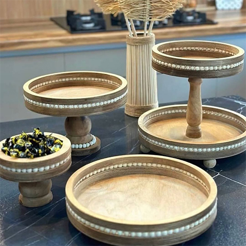 Wooden Beaded Serving Set 4 Pieces | Classic & Durable