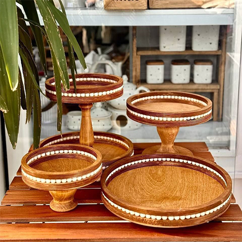 Wooden Beaded Serving Set 4 Pieces | Classic & Durable