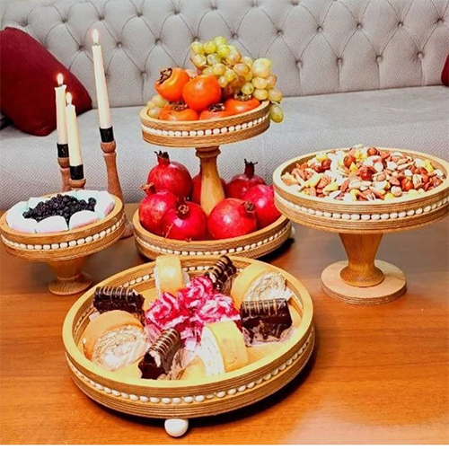 Wooden Beaded Serving Set 4 Pieces | Classic & Durable
