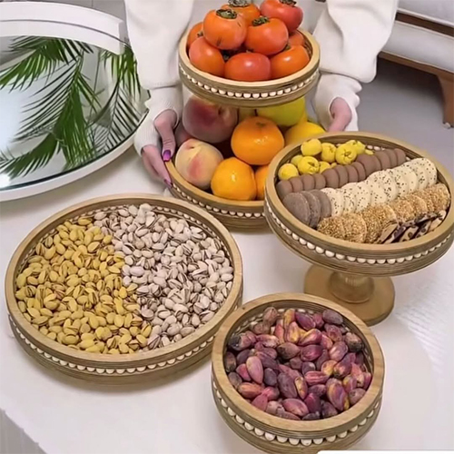 Wooden Beaded Serving Set 4 Pieces | Classic & Durable