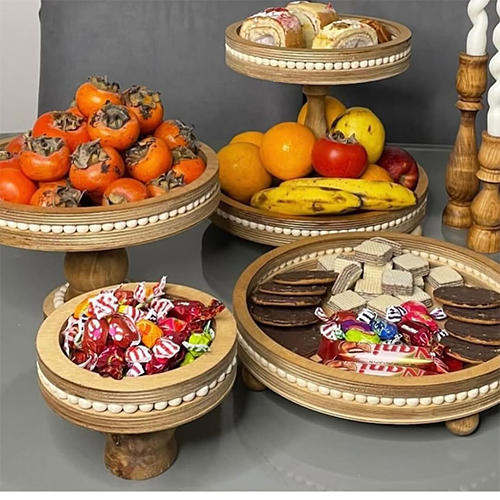Wooden Beaded Serving Set 4 Pieces | Classic & Durable