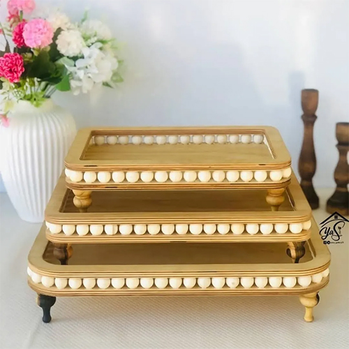 خرید سرویس سینی 3 تیکه مستطیل مهره دار تک و عمده کد L534