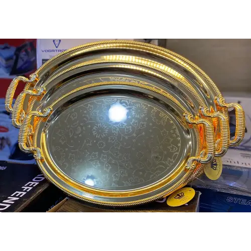 پخش سینی استیل 3 تیکه سایز بزرگ AB