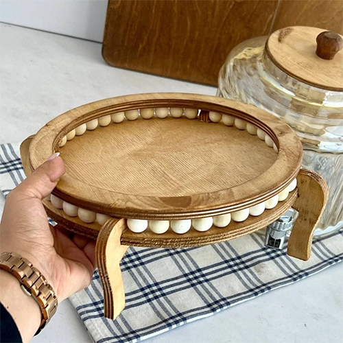 Traditional Wooden Water Dispenser - Honey Color with Beads