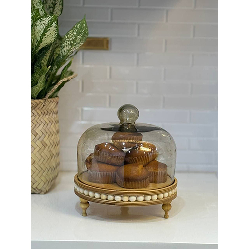 Cupcake Wooden Dessert Plate - Round Beaded Edge