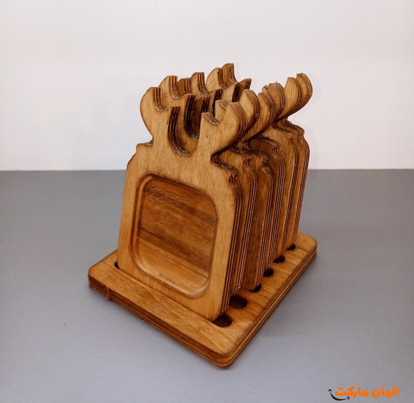 پخش عمده زیر لیوانی چوبی مربع تک و عمده کد L551