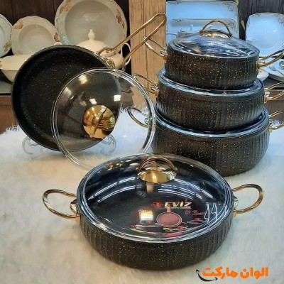 پخش سرویس قابلمه اویز مدل سلین خمره ای 10 پارچه کد E145 عمده