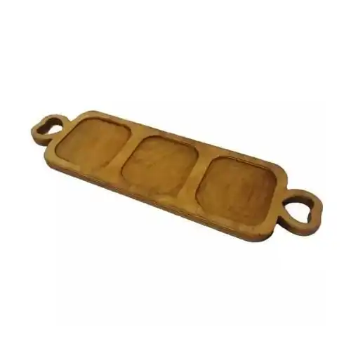  3 Section Heart Wooden Appetizer Plate