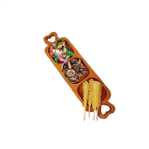  3 Section Heart Wooden Appetizer Plate