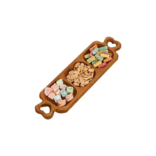  3 Section Heart Wooden Appetizer Plate