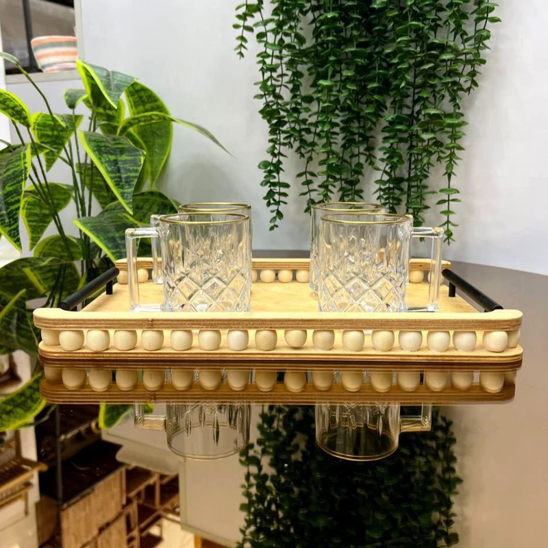 پخش عمده سینی چوبی مهره دار مستطیل تک و عمده کد L579