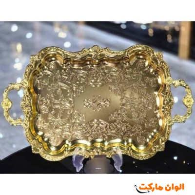 سینی دسته دار طلایی کد E172 تک و عمده