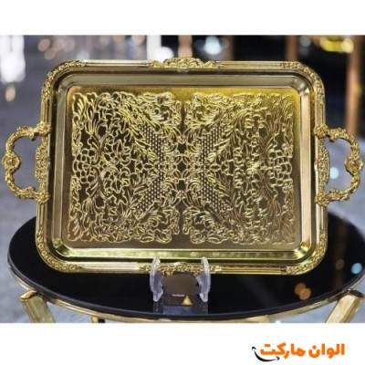 سینی طلایی مستطیلی کد E173 تک و عمده