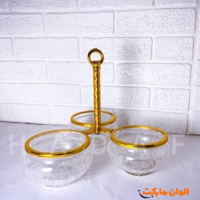   اردو خوری 3 خانه طرح دار لب طلایی کد E180 تک و عمده