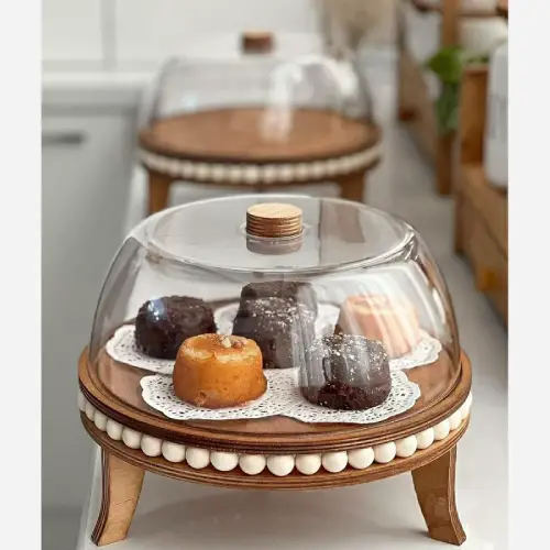پخش کاپ کیک چوبی مهره دار پایه دار اکرولیک کد E217 تک و عمده