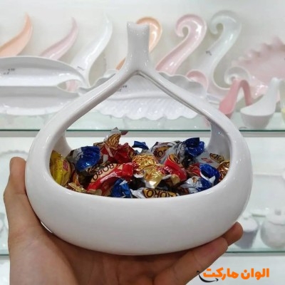 شکلات خوری سرامیکی سفید ساده دسته دار کد E251 تک و عمده