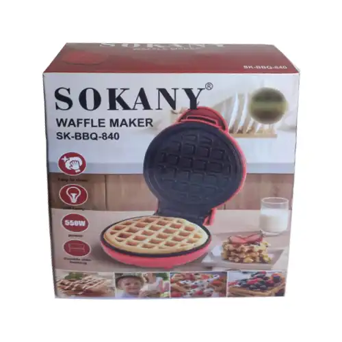 Sokany Waffle Maker SK-BBQ-849 | Compact 550W Non-stick
