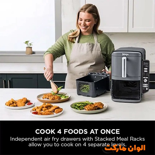 سرخ-کن-بدون-روغن-نینجا-sl400eucp-ظرفیت-95-لیتری-تک-و-عمده-h183-گرم نگهدارنده-زیبا-مدرن-ایمن-ضد لفزش-بدنه سرد-لمسی-قابل شستشو-پخت-غذا سالم-مهمانی-میگو-انواع سو خاری-نچسب-ضد خش-درب محکم