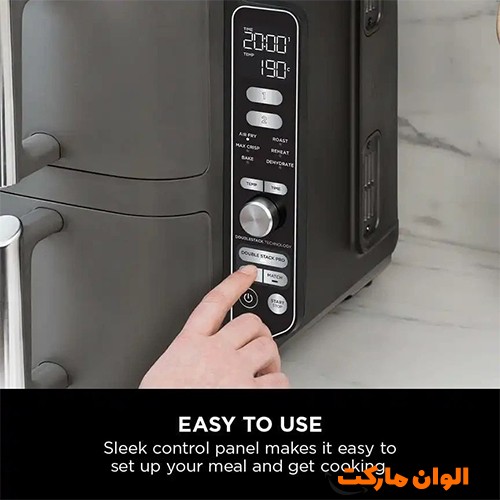 سرخ-کن-بدون-روغن-نینجا-sl400eucp-ظرفیت-95-لیتری-تک-و-عمده-h183-گرم نگهدارنده-زیبا-مدرن-ایمن-ضد لفزش-بدنه سرد-لمسی-قابل شستشو-پخت-غذا سالم-مهمانی-میگو-انواع سو خاری-نچسب-ضد خش-درب محکم