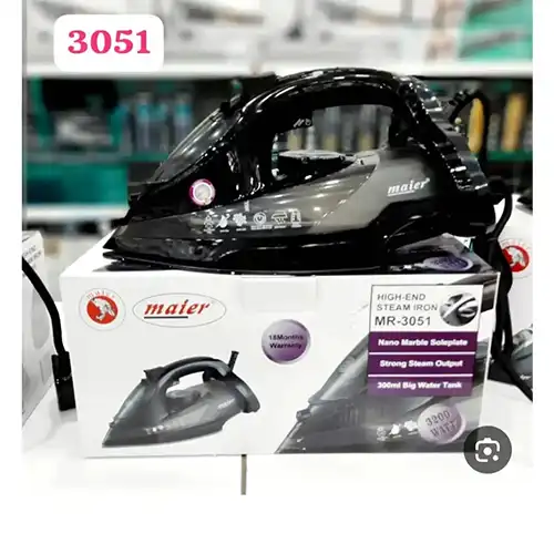 Maier Steam Iron Model MR-3051 – 2600W, Ceramic Soleplate