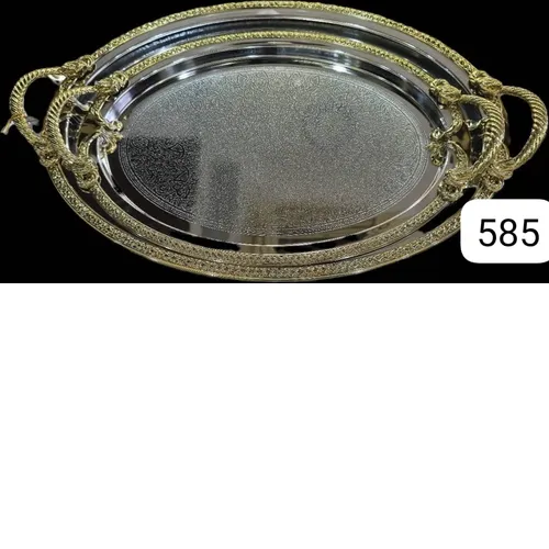 سینی تزئینی استیل دو سایز تک و عمده کدt814