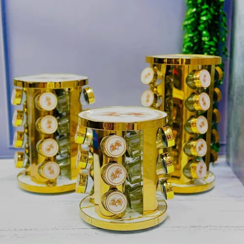 جا ادویه  طلایی16 تایی   استند دار چرخشی  تک و عمده کد G4540