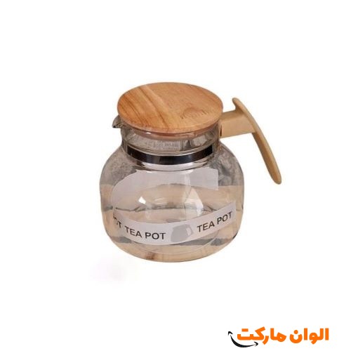 خرید قوری پیرکس درب بامبو HAPPY HOME حجم 900 میل تک و عمده کد L618