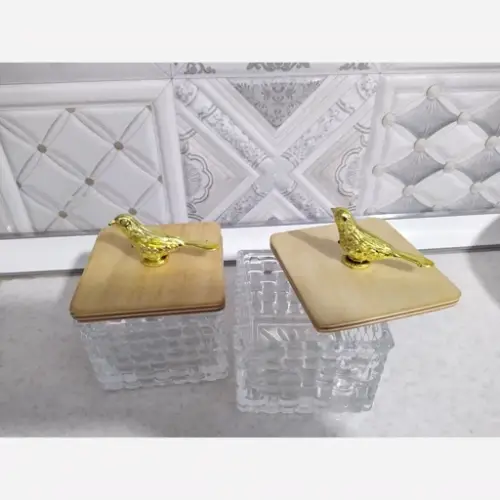 پخش قندان حصیری بلور درب گوزنی چوبی کد E399 تک و عمده