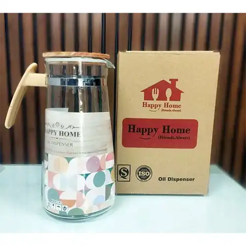 Happy Home Glass Pitcher with Bamboo Lid | Heat Resistant & Stylish