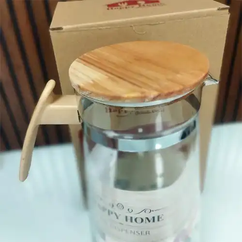 Happy Home Glass Pitcher with Bamboo Lid | Heat Resistant & Stylish
