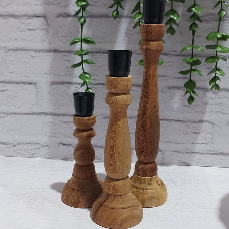 خرید جا شمعی چوبی سه عددی تک و عمده کد L666