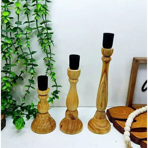 خرید جا شمعی چوبی سه عددی تک و عمده کد L666