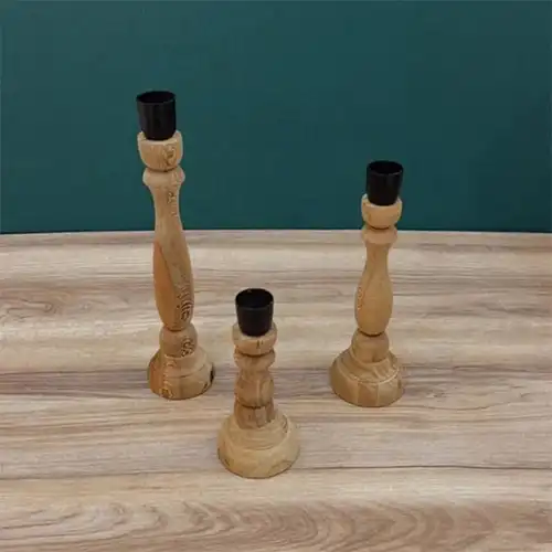 3-Piece Pine Wood Candle Holder Set | Natural, Elegant & Durable