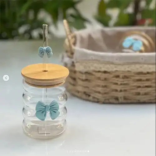 خرید ماگ شیشه ای اسموتی طرح پروانه تک و عمده کد L680