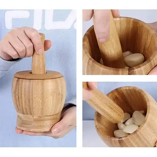 Buy Large Bamboo Wooden Mortar | Durable, Hygienic & Functional