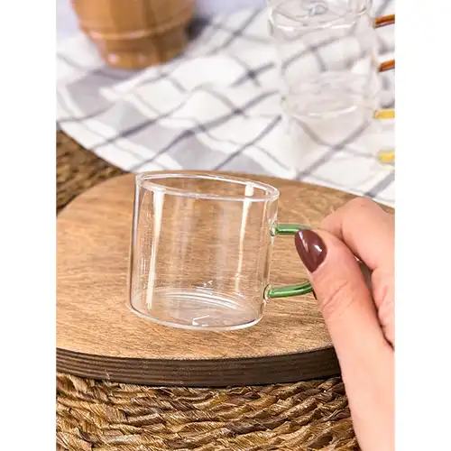 Buy Pyrex Coffee Shot Glass Colored Handle Direct Flame 6 Pcs Pack | Heat Resistant & Stylish