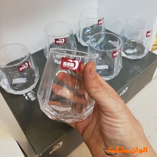 پخش عمده لیوان پیرکس الماسی لب طلا ست 6 عددی  تک و عمده کد L691