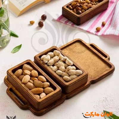 خرید اردوخوری دوبل مستطیل چوبی تک و عمده کد L698
