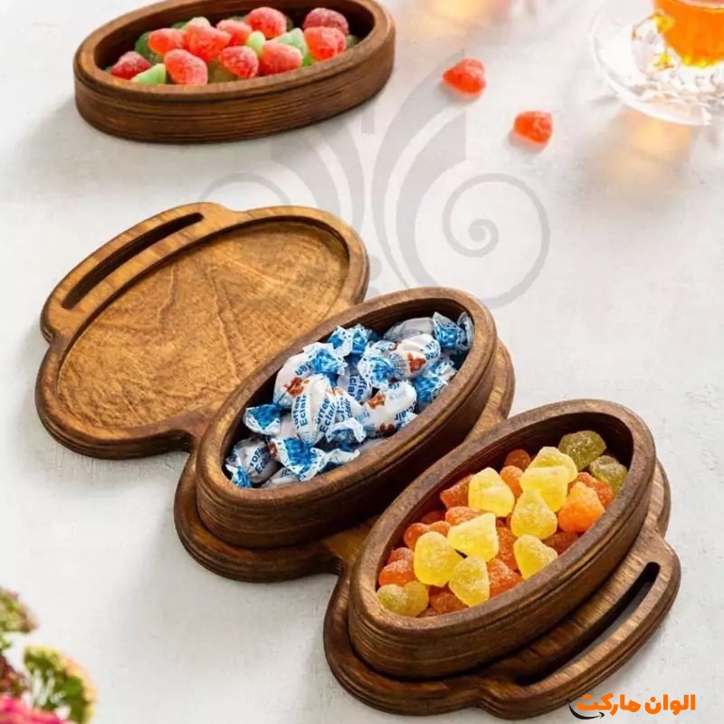 خرید اردوخوری دوبل بیضی چوبی تک و عمده کد L700