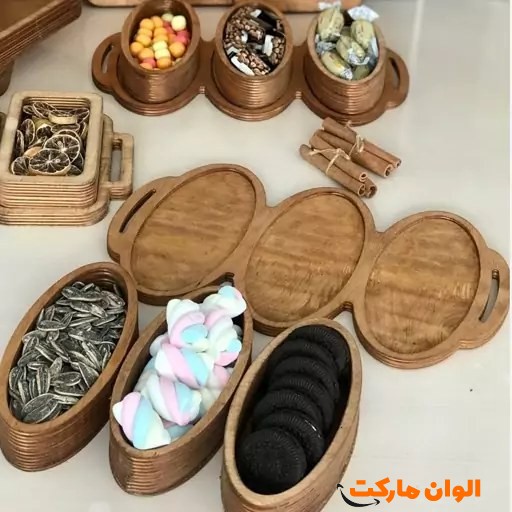خرید اردوخوری دوبل بیضی چوبی تک و عمده کد L700