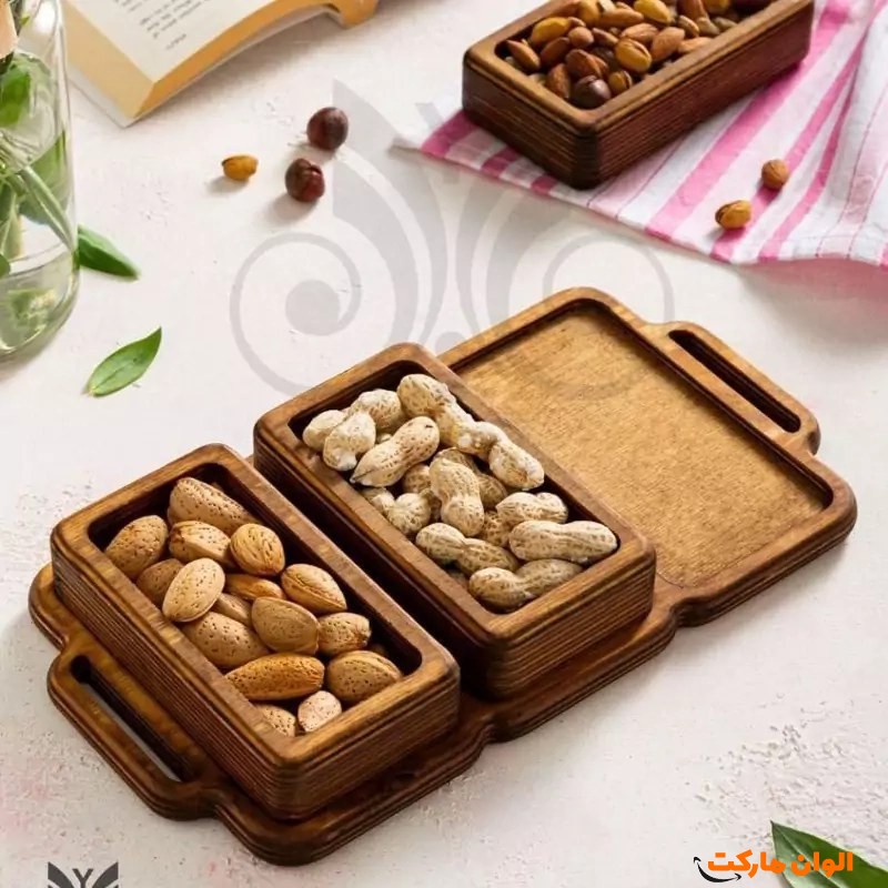 خرید اردوخوری دوبل بیضی چوبی تک و عمده کد L700