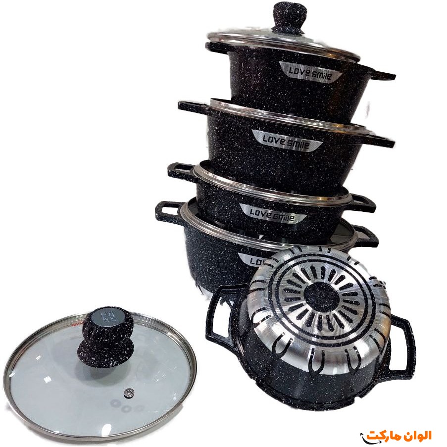 سرویس قابلمه 10 پارچه مدل لاو اسمایل تک و عمده کد G4646