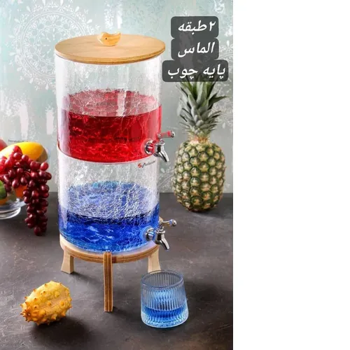 کلمن شیشه ای الماس ۲ طبقه پایه چوب تک و عمده کدt962