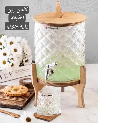 کلمن شیشه ای رین ۱ طبقه پایه چوب تک و عمده کدt966