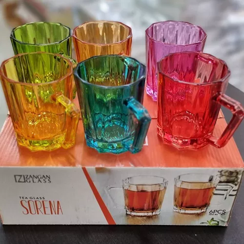 نیم لیوان دسته دار شش رنگ تک و عمده کدP531