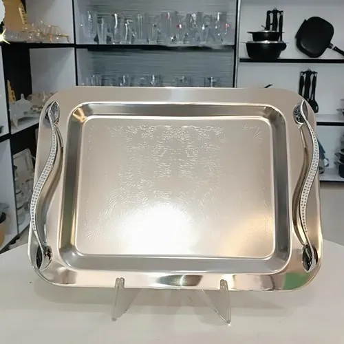 سینی استیل جفتی دسته ماری تک و عمده کدt972