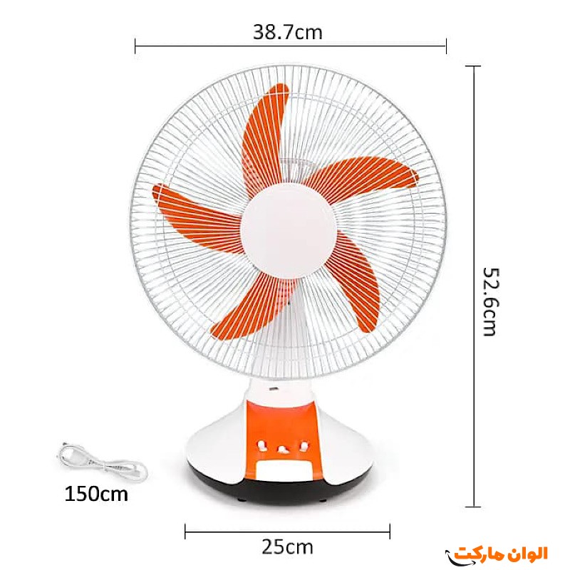 پنکه شارژی برقی رومیزی 14 اینچ پنج پره مدل WEIDASI WD-257 کد E461 تک و عمده