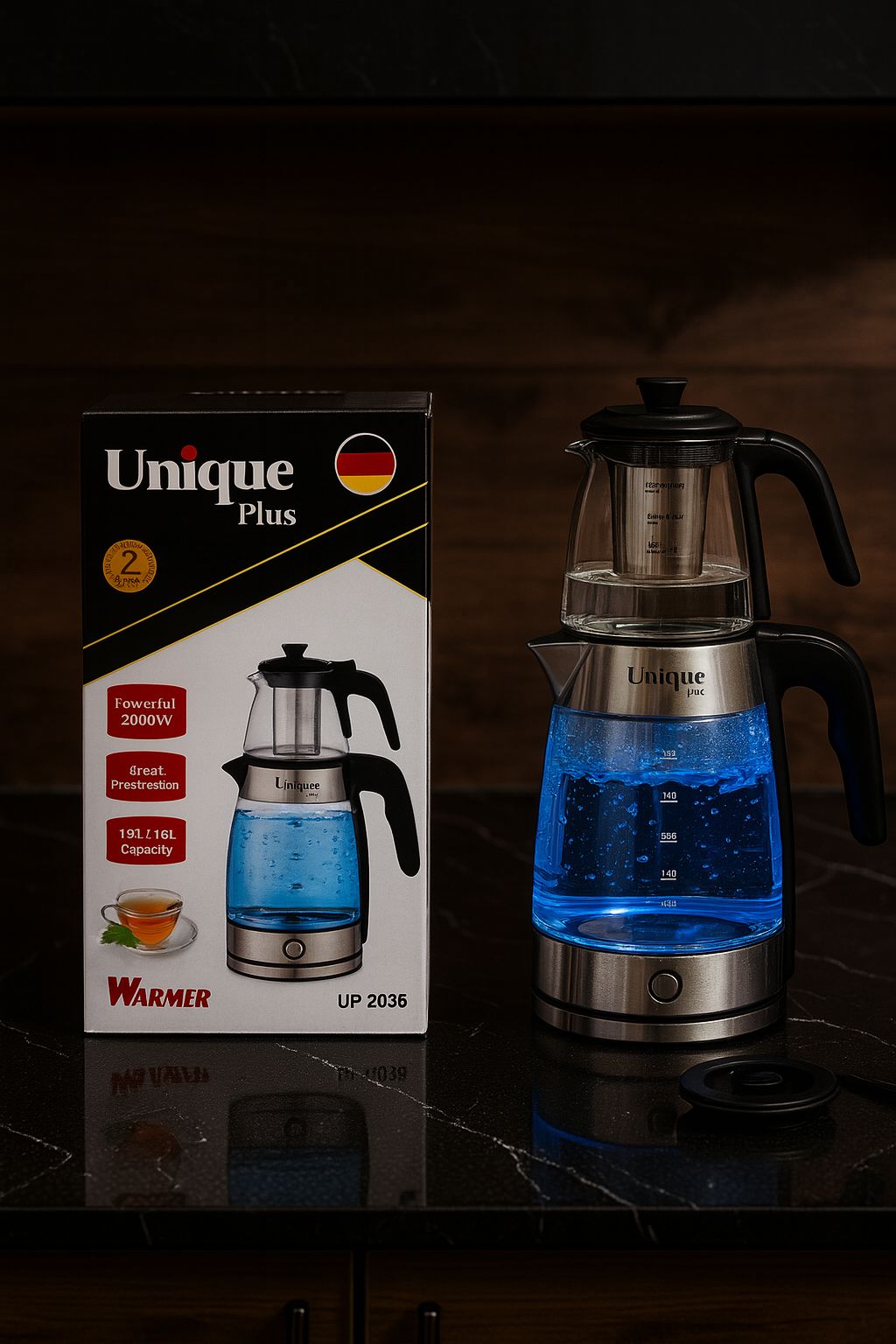 خرید  چای‌ساز Unique Plus مدل UP-2036 تک و عمده کد t1014