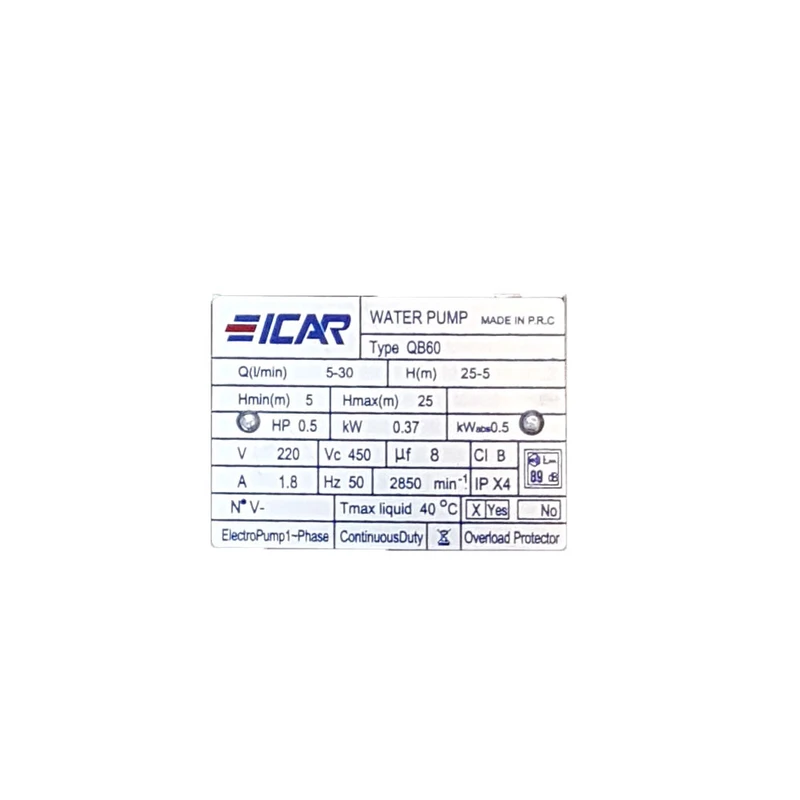 Ikar-Half-Horse-Pump-Model-QB60-Single-and-Main