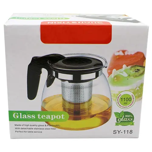 1100ml Pyrex Teapot | Heat-Resistant & Transparent